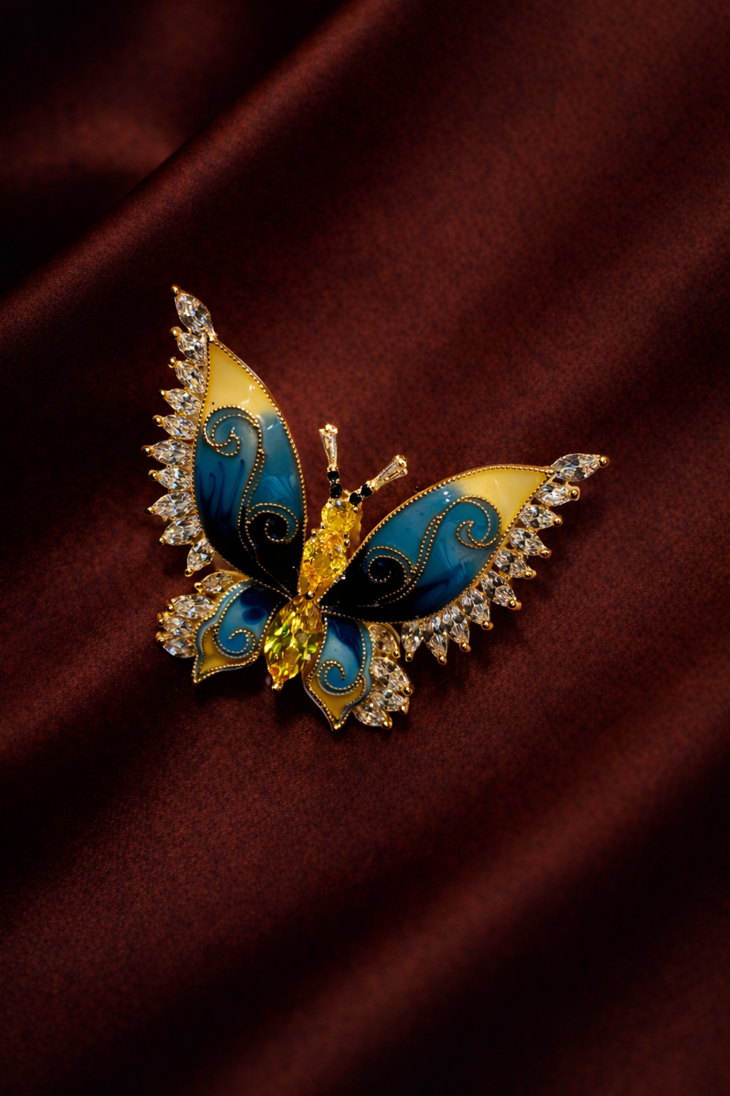 Sapphire Butterfly Bloom Brooch