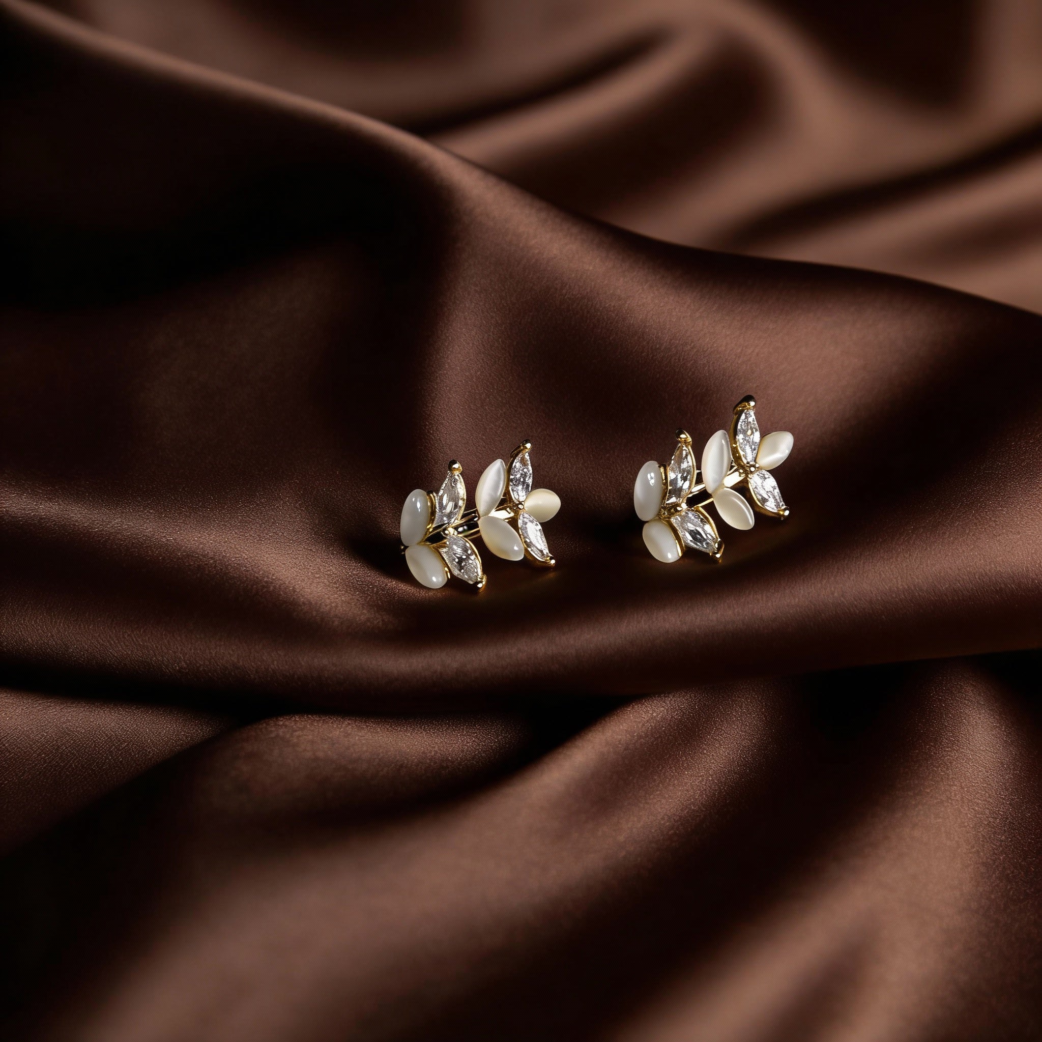 Ivory Blossom Mother-of-Pearl Floral Studs