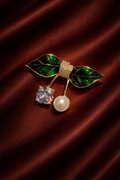 Emerald Cherry Sparkle Brooch