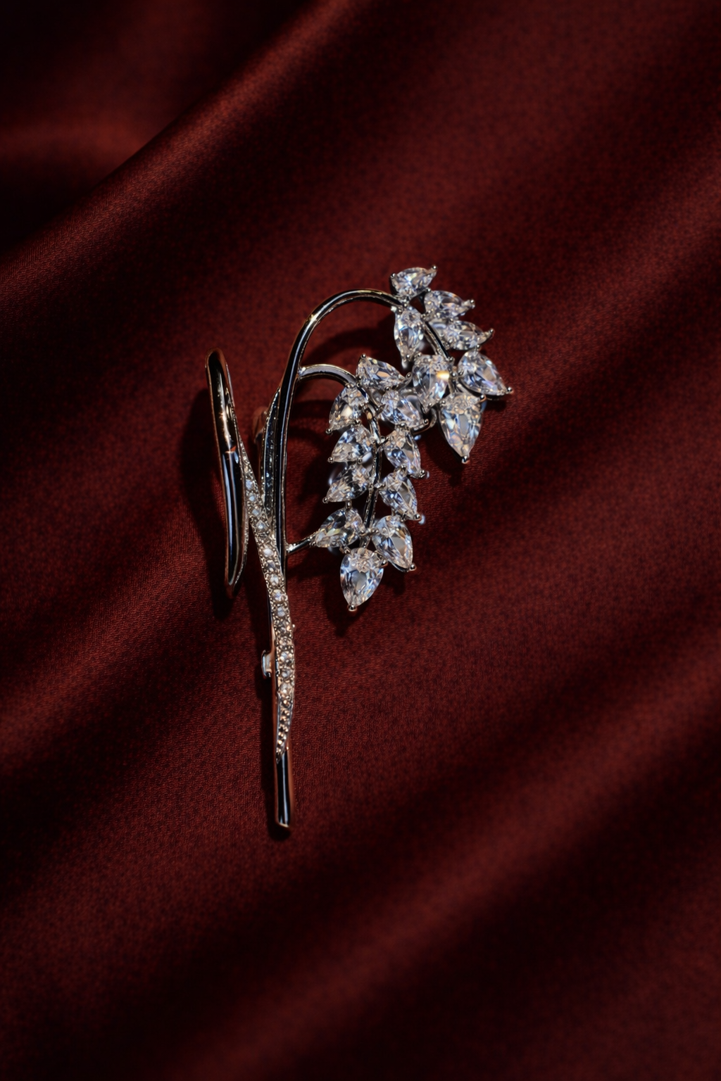 Dewdrop Leaf Cascade Brooch