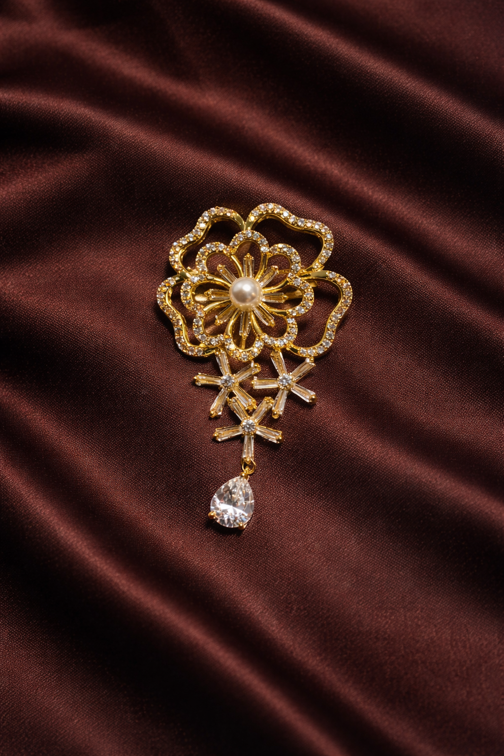 Starlit Floral Drop Brooch