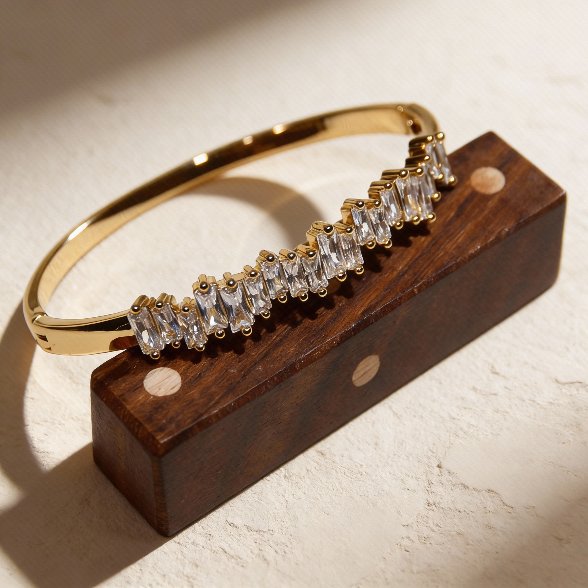 Linear Brilliance Baguette Row Gold Cuff