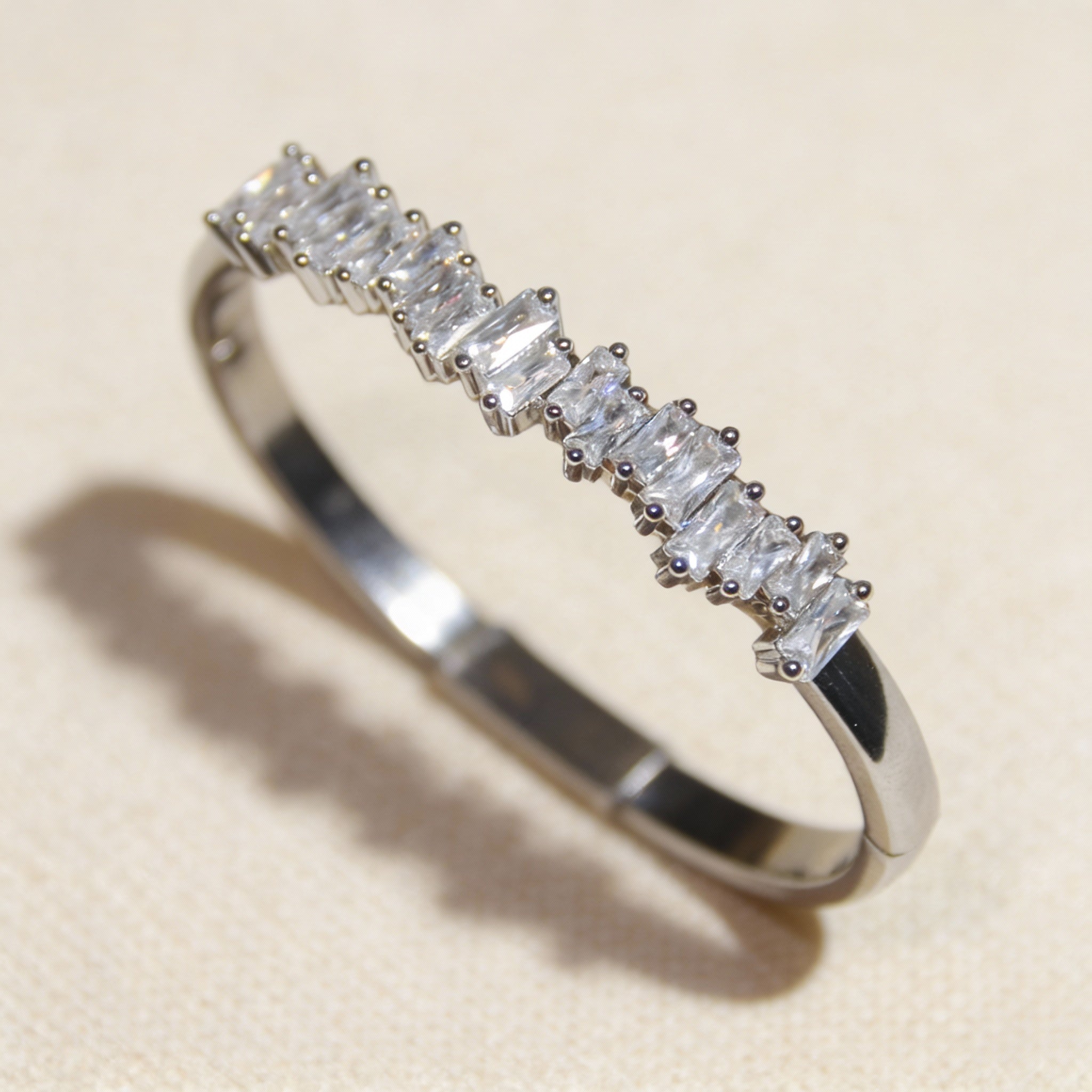 Linear Brilliance Baguette Row Gold Cuff