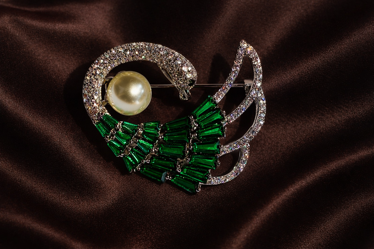 Emerald Royale Curve Brooch