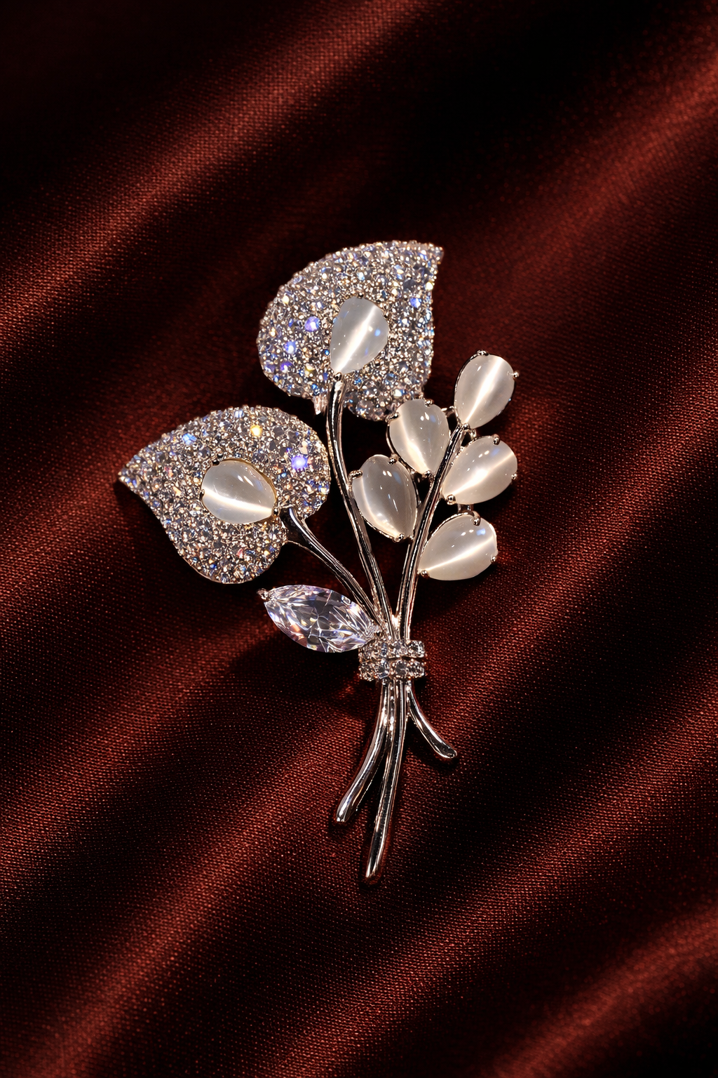 Dewdrop Leaf Bouquet Brooch