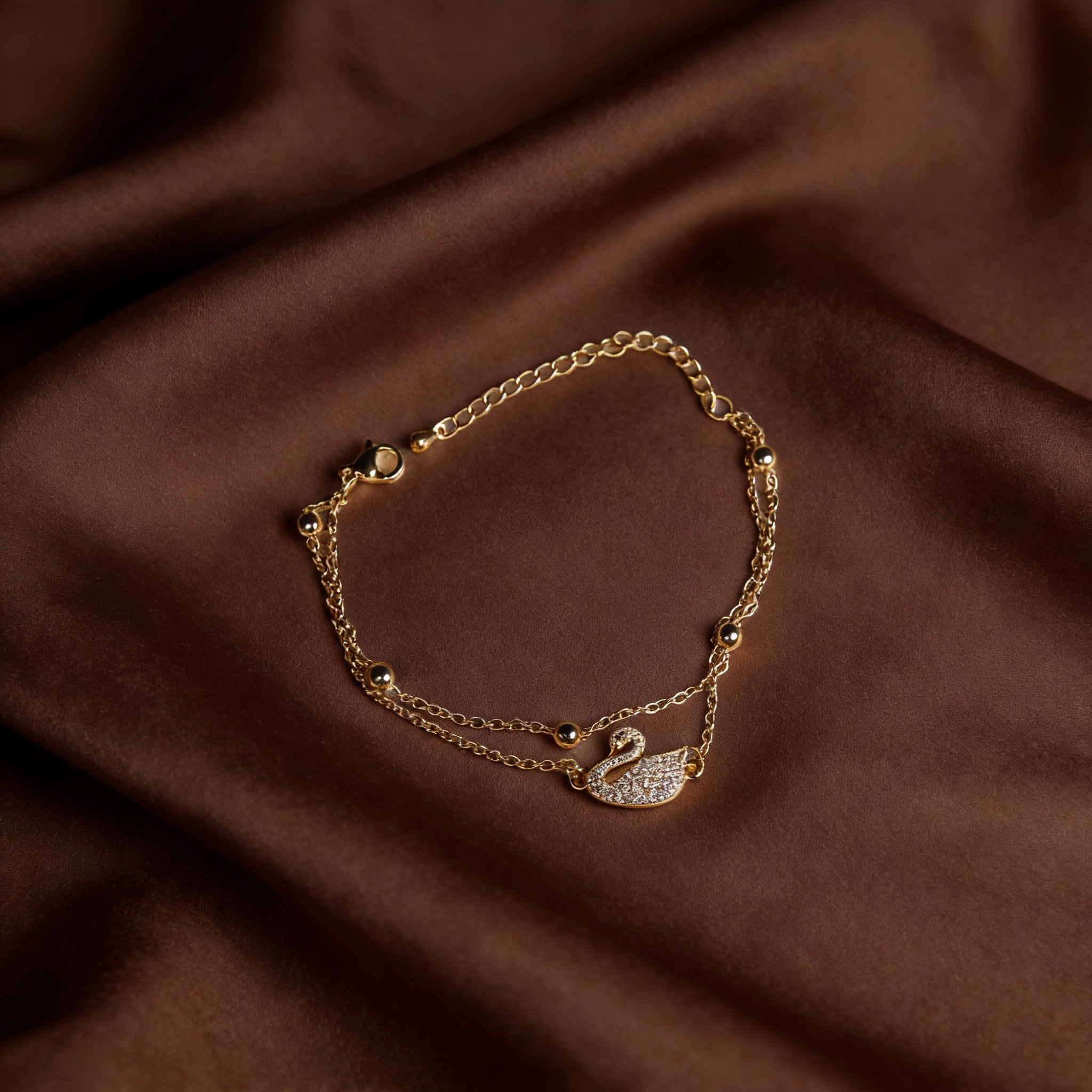 Swan Reverie Motif Double Chain Bracelet