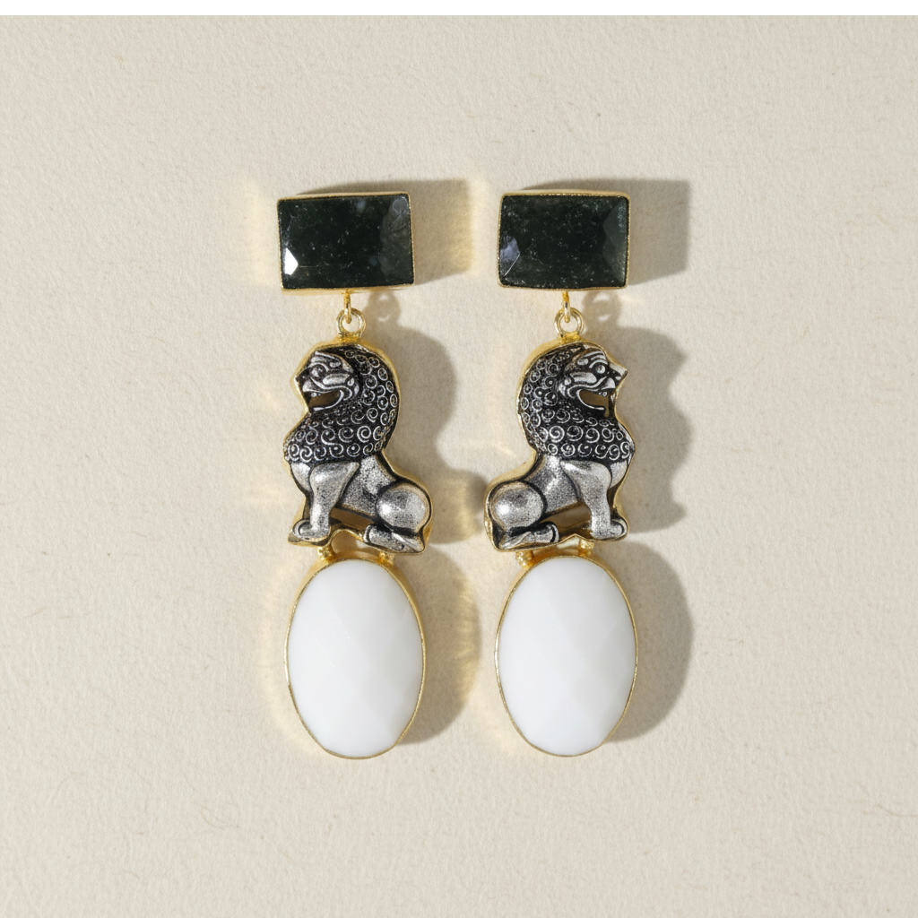 Wild Cat Aventurine Moonstone Earrings