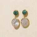 Celeste Pearl & Malachite Drop Earrings