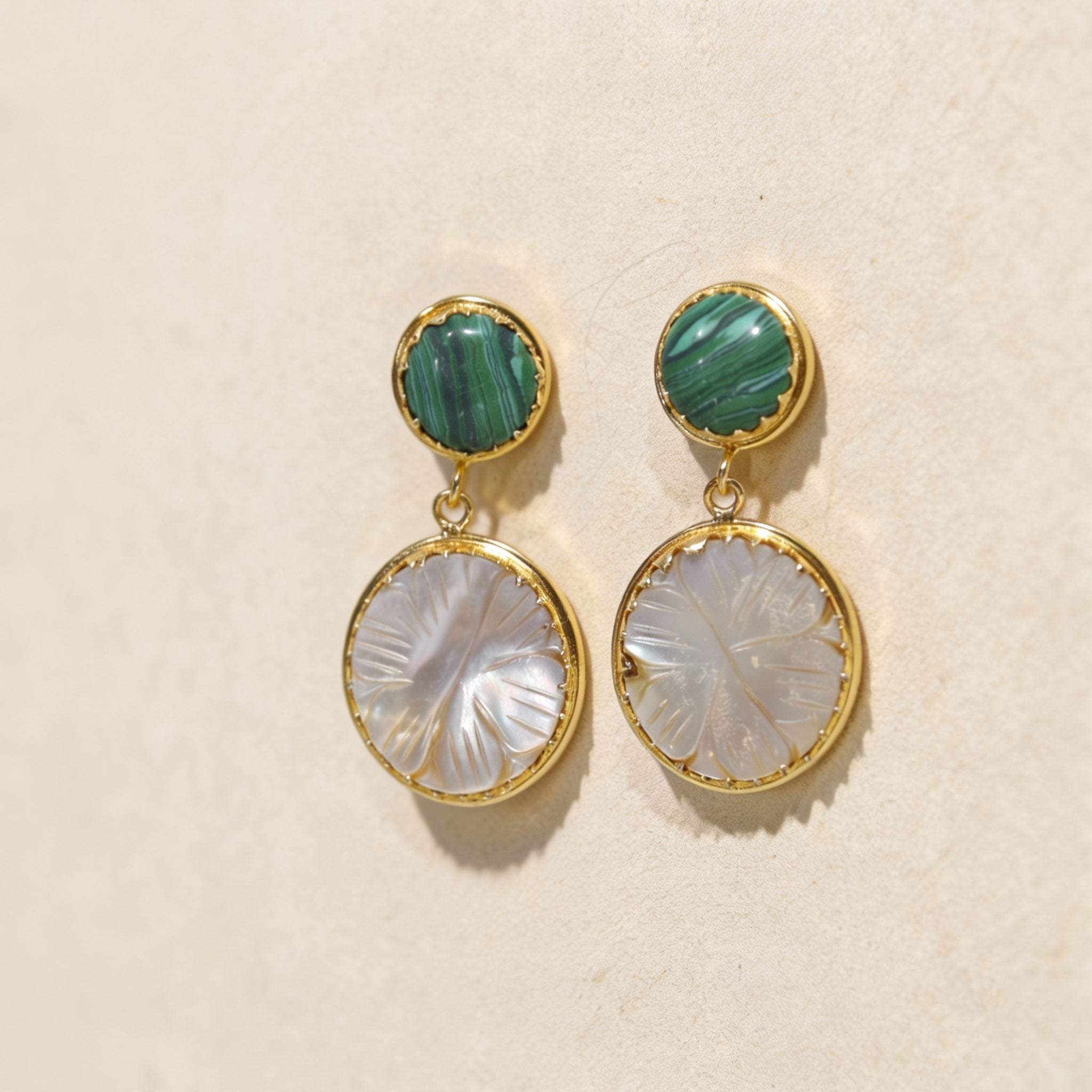 Celeste Pearl & Malachite Drop Earrings