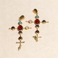 Iconic Cross Gold & Stone Drop Earrings