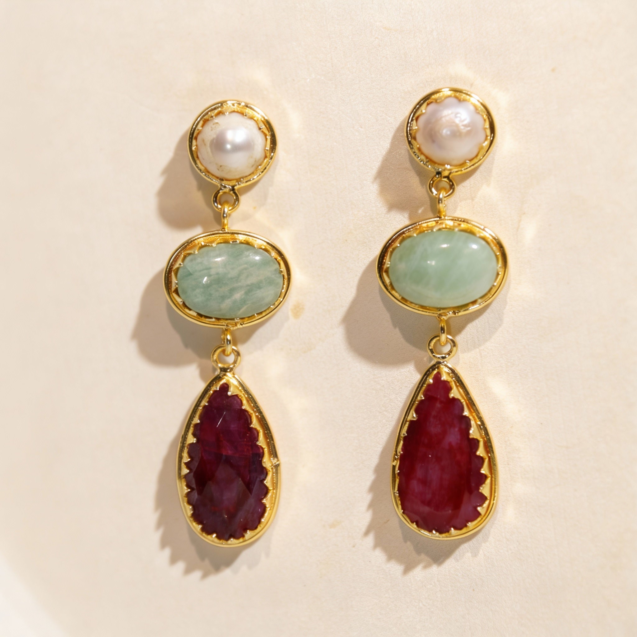 Crimson Bloom Gemstone Earrings
