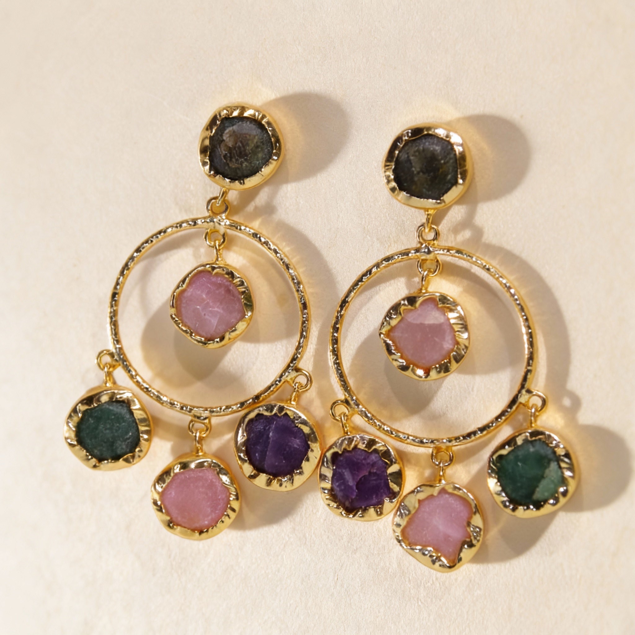 Constellation Circle Stone Earrings