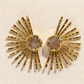 Golden Ray Ear Rings with Quartz