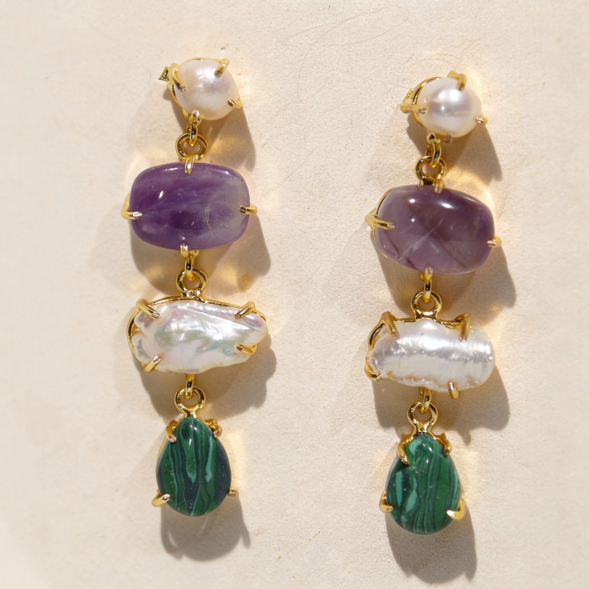 Aurora Pearl & Amethyst Earrings