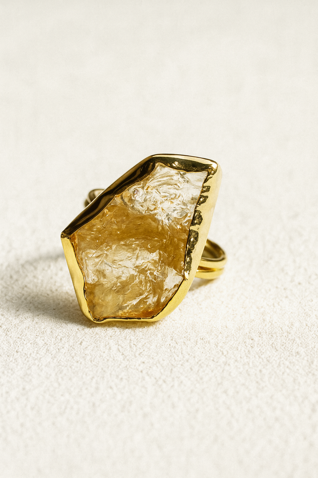 Sunstone Aura – Raw Golden Crystal Statement Ring