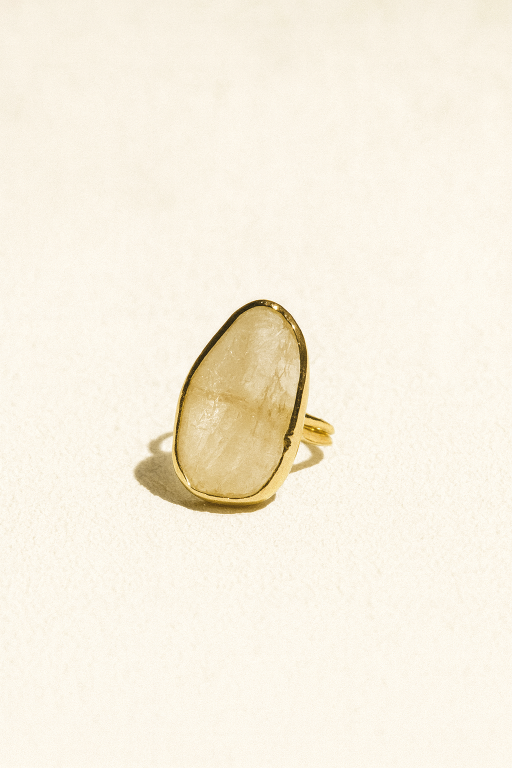 Moonveil – Freeform Milky Quartz Gold Ring